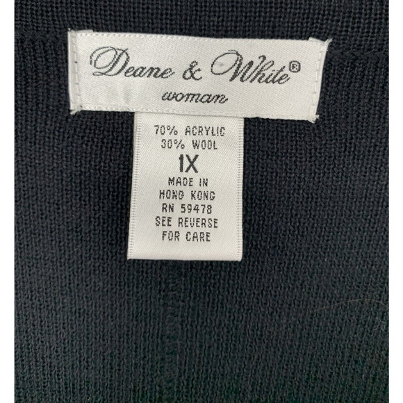 Deane & White Woman Long Cardigan Size 1X Plus Wool Blend Black Gray - Picture 8 of 8